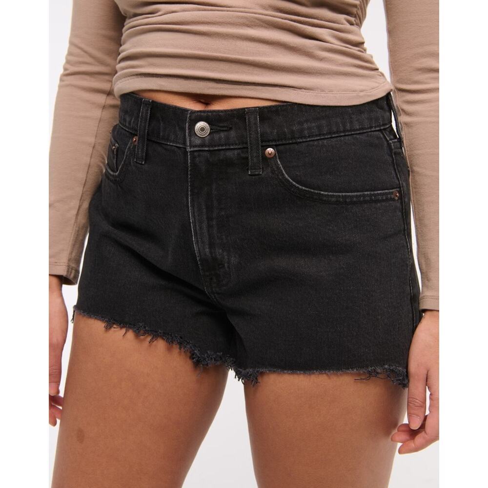 Abercrombie & Fitch Curve Love Black Mom Shorts High Rise Cut Off New Size 22 36